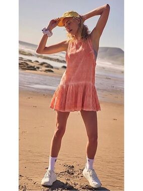 Free People Breathless Moments Tunic Dress Size Small Peach Coral Cotton